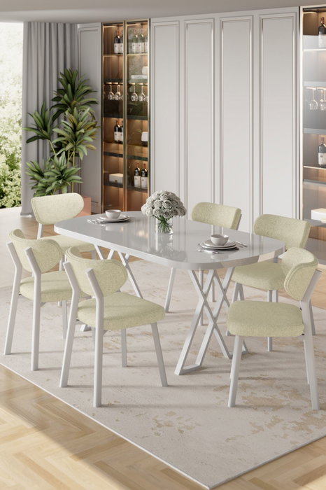 Hanah Home Axton Juego de Mesa y Sillas de Comedor Blanco y Crema Hanah Home Axton Juego de Mesa y Sillas de Comedor Blanco y Crema